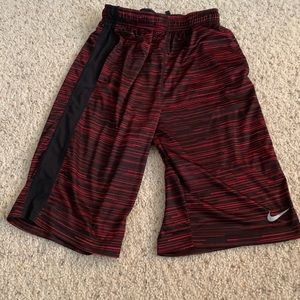 Red and black youth boys nike shorts